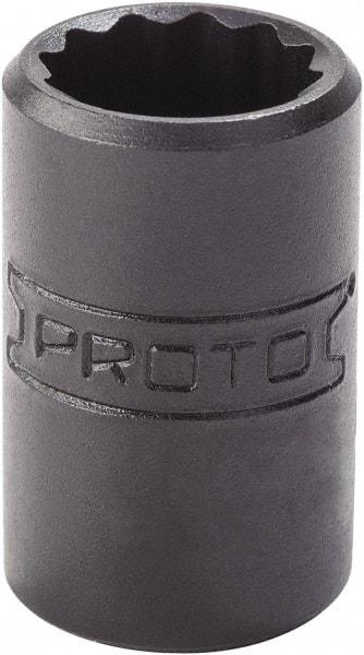 Proto - 1/2", 1/4" Drive, Standard Hand Socket - 12 Points, 7/8" OAL, Alloy Steel, Black Finish - Caliber Tooling