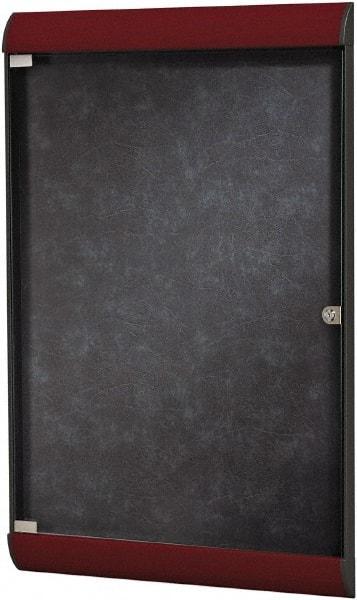 Ghent - 42.13" Wide x 27-3/4" High Enclosed Cork Bulletin Board - Vinyl, Stone (Color) - Caliber Tooling