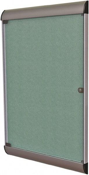 Ghent - 42.13" Wide x 27-3/4" High Enclosed Cork Bulletin Board - Vinyl, Black - Caliber Tooling