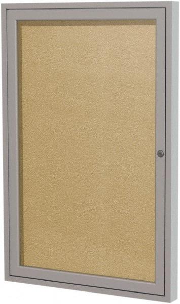 Ghent - 36" Wide x 30" High Enclosed Cork Bulletin Board - Vinyl, Caramel - Caliber Tooling