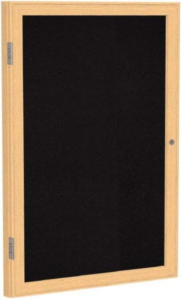 Ghent - 24" Wide x 36" High Enclosed Cork Bulletin Board - Rubber, Black - Caliber Tooling