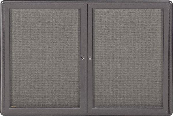 Ghent - 34" Wide x 24" High Enclosed Cork Bulletin Board - Fabric Covered, Black - Caliber Tooling