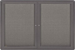 Ghent - 34" Wide x 24" High Enclosed Cork Bulletin Board - Fabric Covered, Black - Caliber Tooling