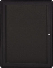 Ghent - 34" Wide x 24" High Enclosed Cork Bulletin Board - Fabric Covered, Gray - Caliber Tooling