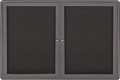 Ghent - 34" Wide x 24" High Enclosed Cork Bulletin Board - Fabric Covered, Gray - Caliber Tooling