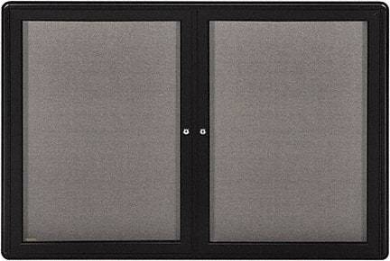 Ghent - 34" Wide x 24" High Enclosed Cork Bulletin Board - Fabric Covered, Black - Caliber Tooling