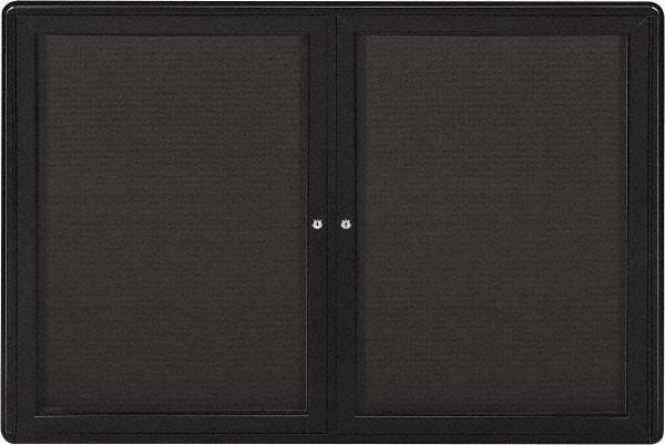 Ghent - 47" Wide x 34" High Enclosed Cork Bulletin Board - Fabric Covered, Gray - Caliber Tooling