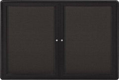 Ghent - 47" Wide x 34" High Enclosed Cork Bulletin Board - Fabric Covered, Gray - Caliber Tooling