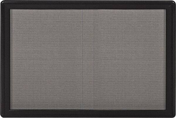 Ghent - 47" Wide x 34" High Enclosed Cork Bulletin Board - Fabric Covered, Black - Caliber Tooling