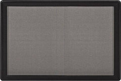 Ghent - 47" Wide x 34" High Enclosed Cork Bulletin Board - Fabric Covered, Black - Caliber Tooling