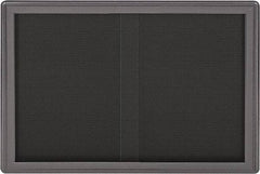 Ghent - 47" Wide x 34" High Enclosed Cork Bulletin Board - Fabric Covered, Gray - Caliber Tooling