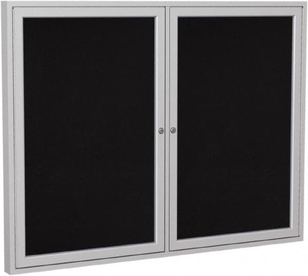 Ghent - 48" Wide x 36" High Enclosed Cork Bulletin Board - Rubber, Black - Caliber Tooling