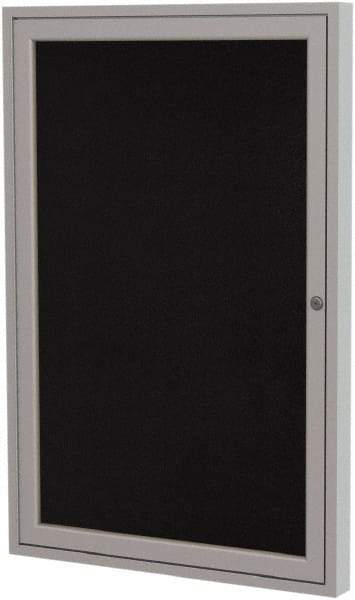 Ghent - 36" Wide x 24" High Enclosed Cork Bulletin Board - Rubber, Black - Caliber Tooling