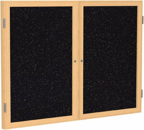 Ghent - 48" Wide x 36" High Enclosed Cork Bulletin Board - Rubber, Confetti (Color) - Caliber Tooling