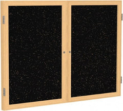 Ghent - 48" Wide x 36" High Enclosed Cork Bulletin Board - Rubber, Tan Speckled - Caliber Tooling