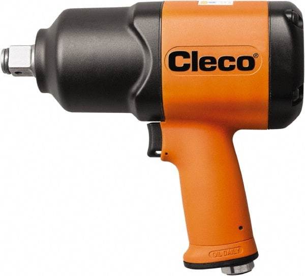 Cleco - 3/4" Drive, 5,500 RPM, 1,300 Ft/Lb Torque Impact Wrench - Pistol Grip Handle, 1,000 IPM, 64 CFM, 90 psi, 1/4" NPT Inlet - Caliber Tooling