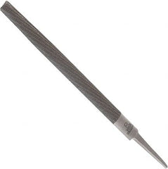 Anglo American - 14" Long, Smooth Cut, Half Round American-Pattern File - Double Cut, 0.37" Overall Thickness, Tang - Caliber Tooling