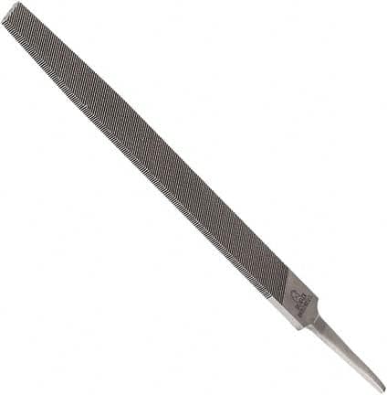 Anglo American - 12" Long, Smooth Cut, Flat American-Pattern File - Double Cut, 0.26" Overall Thickness, Tang - Caliber Tooling