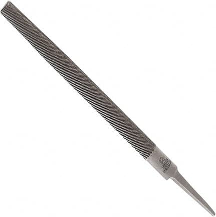 Anglo American - 6" Long, Smooth Cut, Half Round American-Pattern File - Double Cut, 0.16" Overall Thickness, Tang - Caliber Tooling