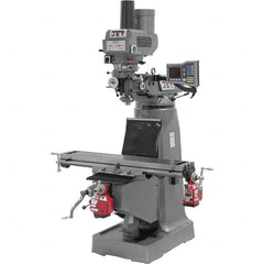 Jet - 9" Table Width x 49" Table Length, Variable Speed Pulley Control, 3 Phase Knee Milling Machine - R8 Spindle Taper, 3 hp - Caliber Tooling