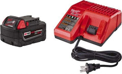 Milwaukee Tool - 18 Volt Lithium-Ion Power Tool Battery - 5 Ahr Capacity, 110 min Charge Time, Series RED LITHIUM - Caliber Tooling