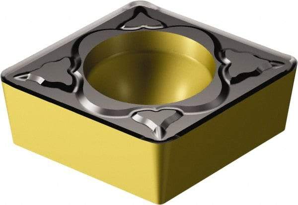 Sandvik Coromant - CCMT431 KM Grade 3225 Carbide Turning Insert - TiCN/AI2O3/TiN Finish, 80° Diamond, 1/2" Inscr Circle, 3/16" Thick, 1/64" Corner Radius - Caliber Tooling