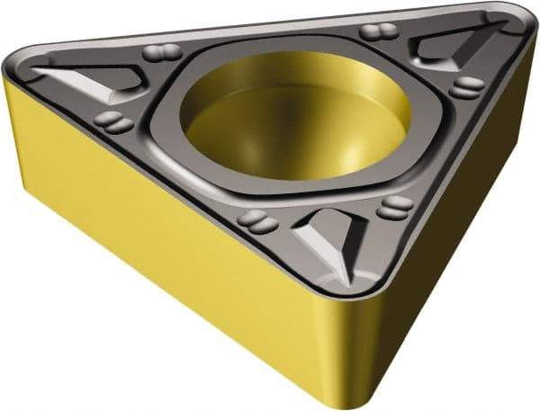 Sandvik Coromant - TCMT433 KR Grade 3225 Carbide Turning Insert - TiCN/AI2O3/TiN Finish, 60° Triangle, 1/2" Inscr Circle, 3/16" Thick, 3/64" Corner Radius - Caliber Tooling