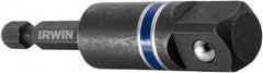 Irwin - 1/2" Square Size Hex to Square Adapter - 1/4" Hex Drive, 3" OAL - Caliber Tooling