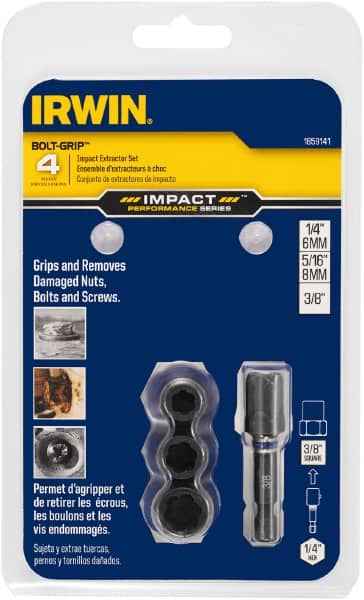 Irwin - 4 Piece Bolt Extractor Set - Clam Shell - Caliber Tooling