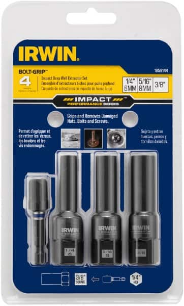 Irwin - 4 Piece Bolt Extractor Set - Clam Shell - Caliber Tooling