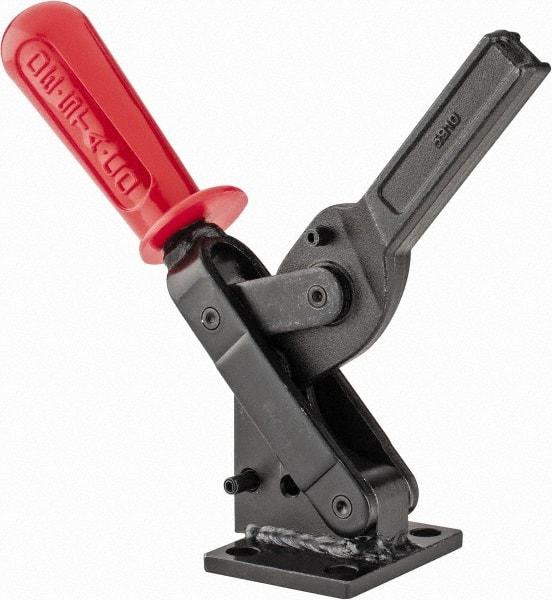 De-Sta-Co - 1,601 Lb Holding Capacity, Vertical Handle, Manual Hold Down Toggle Clamp - 71° Handle Movement, 132° Bar Opening, Solid Bar, Flanged Base, Oxide Finish, Forged Alloy Steel - Caliber Tooling