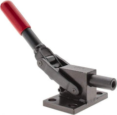 De-Sta-Co - 2,499.88 Lb Load Capacity, Flanged Base, Carbon Steel, Standard Straight Line Action Clamp - 4 Mounting Holes, 0.34" Mounting Hole Diam, 0.51" Plunger Diam, Straight Handle - Caliber Tooling