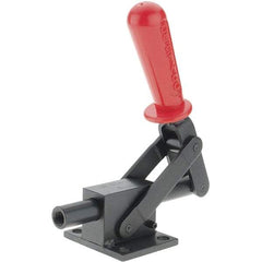 De-Sta-Co - 4,599.59 Lb Load Capacity, Flanged Base, Carbon Steel, Standard Straight Line Action Clamp - 4 Mounting Holes, 0.41" Mounting Hole Diam, 3/4" Plunger Diam, Straight Handle - Caliber Tooling