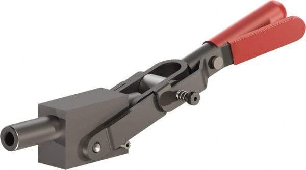 De-Sta-Co - 5,800.07 Lb Load Capacity, Solid Base, Carbon Steel, Standard Straight Line Action Clamp - 1.14" Plunger Diam, Straight Handle - Caliber Tooling