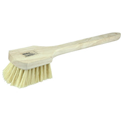 20″ Utility Scrub Brush, White Tampico Fill, Long Handle, Wood Block - Caliber Tooling