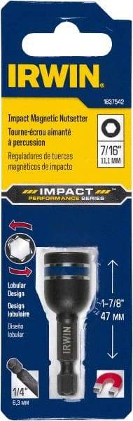 Irwin - 5/8" Magnetic Nutsetter - 1/4" Hex Drive, 1-7/8" OAL, 5/8" Socket Nose Diam - Caliber Tooling