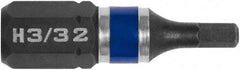 Irwin - 3/32" Hex Bit - 1/4" Hex Drive, 1" OAL - Caliber Tooling