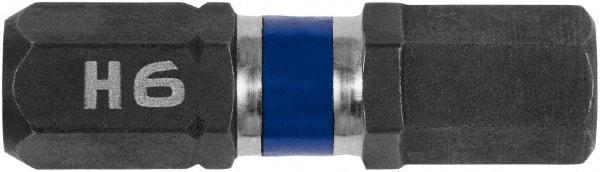 Irwin - 6mm Hex Bit - 1/4" Hex Drive, 1" OAL - Caliber Tooling