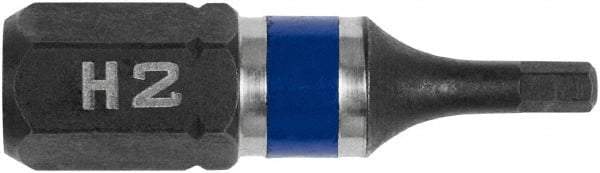 Irwin - 2mm Hex Bit - 1/4" Hex Drive, 1" OAL - Caliber Tooling