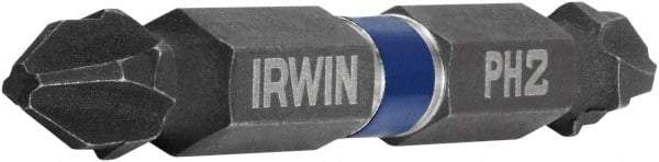 Irwin - #2 x #2 D/E Phillips Screwdriver Bit - 1/4" Hex Drive, 2-3/8" OAL - Caliber Tooling