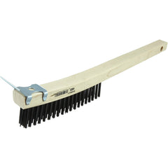 Hand Wire Scratch Brush w/Scraper, .012 Steel Fill, Curved Handle, 3 × 19 Rows - Caliber Tooling