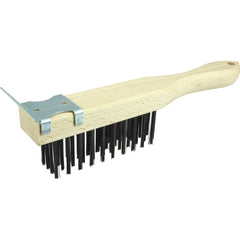 Hand Wire Scratch Brush w/Scraper, .012 Steel Fill , 4 × 11 Rows - Caliber Tooling