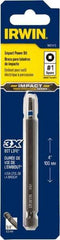 Irwin - #1" Square Size Square Recess Bit - 1/4" Hex Drive, 4" OAL - Caliber Tooling