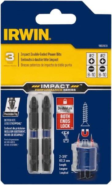 Irwin - 3 Piece, Phillips, Slotted Handle, Double End Bit Set - No. 2 Phillips - Caliber Tooling