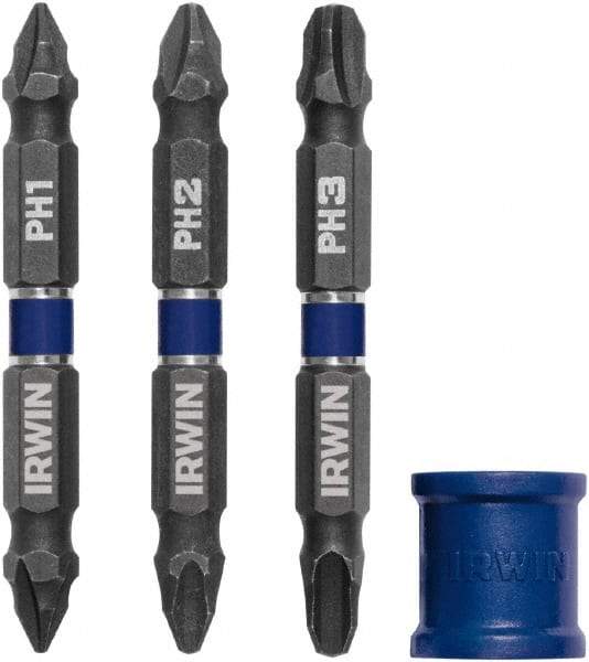 Irwin - 4 Piece, Phillips Handle, Double End Bit Set - No. 1 to No. 3 Phillips - Caliber Tooling