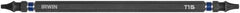 Irwin - T10 x T15 D/E Torx Screwdriver Bit - 1/4" Hex Drive, 6" OAL - Caliber Tooling