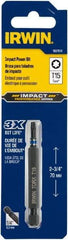 Irwin - T15 Torx Bit - 1/4" Hex Drive, 2-3/4" OAL - Caliber Tooling