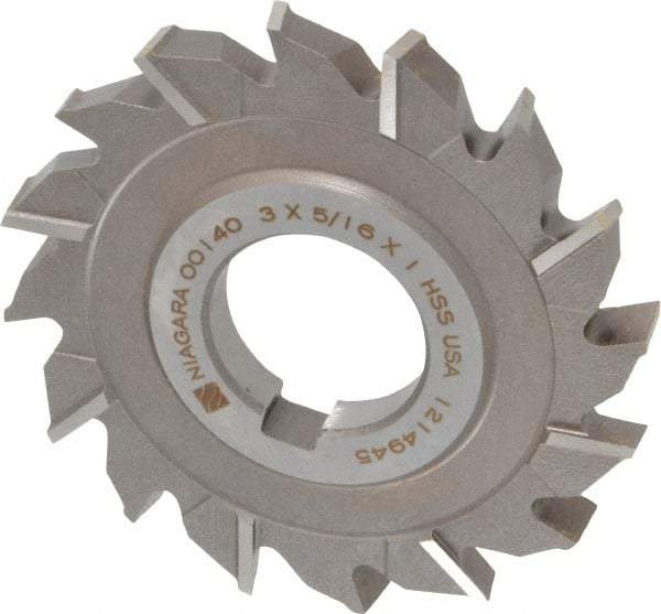 Keo - 3" Diam x 5/16" Width of Cut, 16 Teeth, High Speed Steel Side Milling Cutter - Staggered Teeth, Uncoated - Caliber Tooling