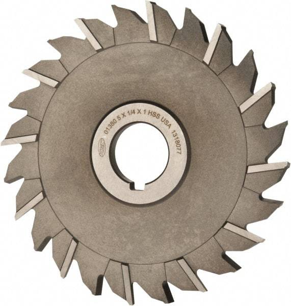 Keo - 5" Diam x 1/4" Width of Cut, 24 Teeth, High Speed Steel Side Milling Cutter - Staggered Teeth, Uncoated - Caliber Tooling