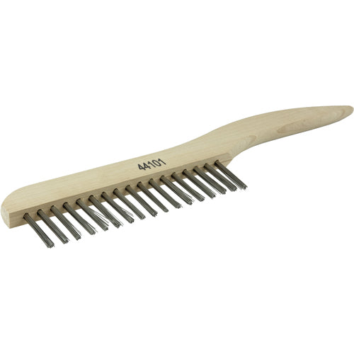 Hand Wire Scratch Brush, .012 Stainless Fill, Shoe Handle, 1 × 17 Rows - Caliber Tooling